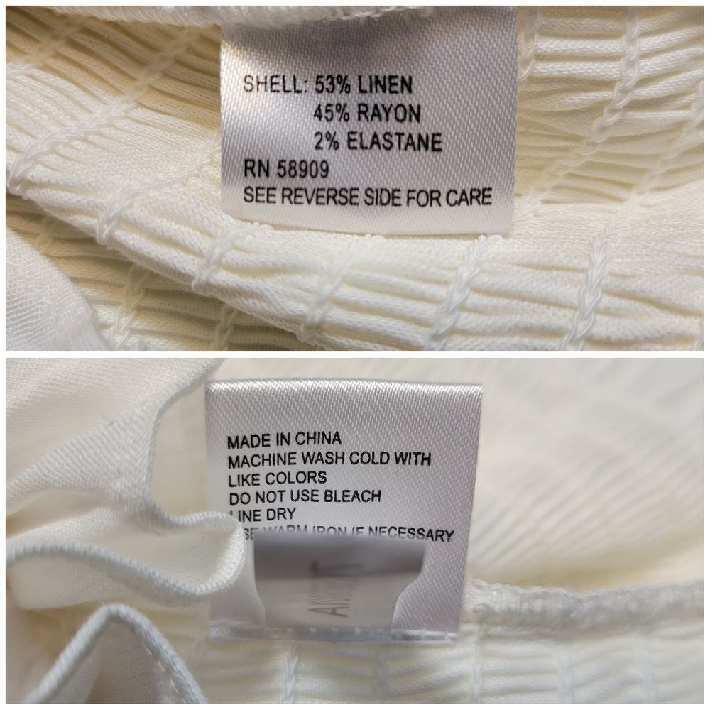 Gianni Bini Tally Smocked Linen Blend White Puff Long Sleeve Dress Large NEW - Picture 14 of 16